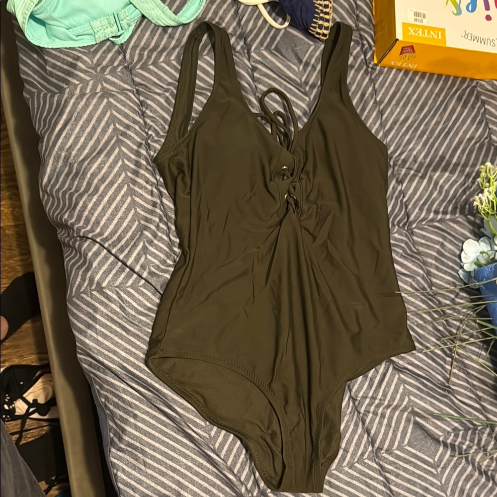 Olive Green One-Piece Swimsuit